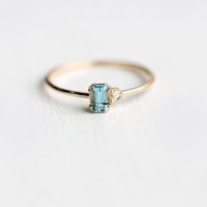 18kgp Aquamarine & Zircon Delicate Ring